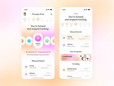 Health & Fitness Tracker App – Habit & Nutrition iOS UI design fitness tracker app habit tracking app health app ui design health tech startup design ios mobile app ux nutrition app ui ui wellness app design