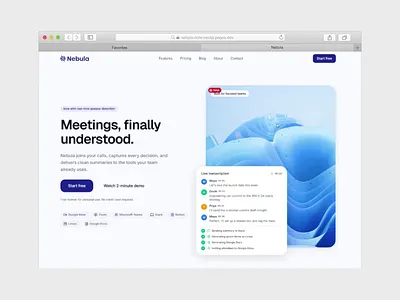 Nebula Landing Page 3d 3d animation 3d landing page abstract branding clean landing page minimal ui ui design ui ux web design website