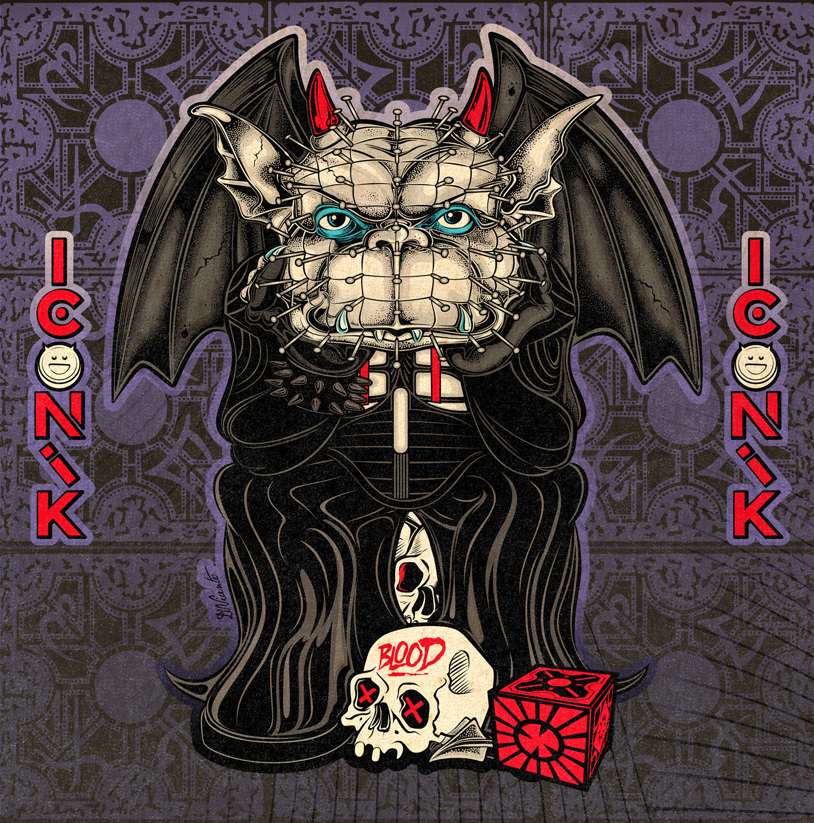 TEEN GARGOYLE #32 – HELLRAISER VIBES cenobite character creature cult horror tribute cult movie dark fantasy art david vicente gargoyle gothic horror hellraiser horror iconik illustration lowbrow art monster pinhead pop culture puzzle box teen gargoyle weird
