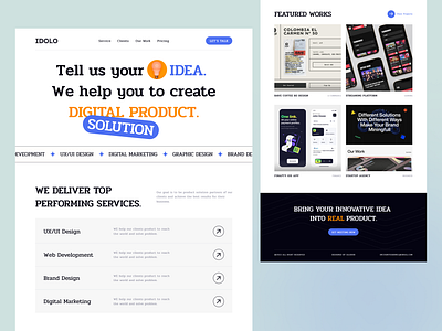 IDOLO - Digital Agency Website agency website digital website idolo startup agency ui design website website design