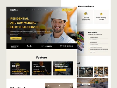 Electrician website landing page bulb creative electician electricity engineering landing page light plug ui ux web design webpage website