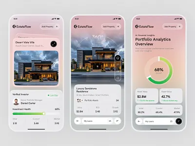 AI-Powered Luxury Real Estate App UI ai ai app designl ai insights apartment app design booking business crm ui home house househunting property property listing property management property search real estate real estate dashboard rental ui ux