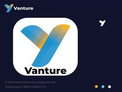 Vanture V 3d minimal latter logo 3d branding graphic design logo logo design