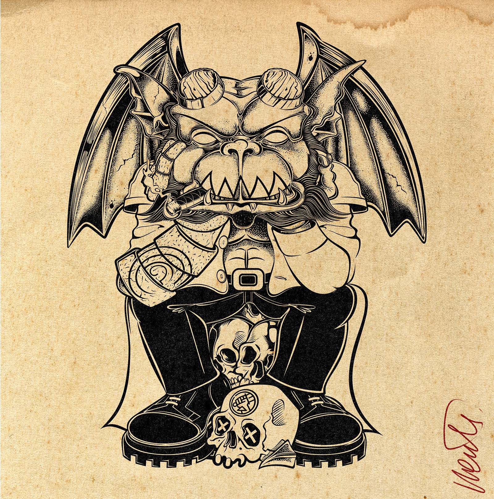 TEEN GARGOYLE DRAWING – HELLBOY INK comic art creepy character dark illustration david vicente demon cartoon fantasy monster gargoyle gothic creature hellboy horror illustration illustration ink drawing lowbrow art monster design occult art pop culture tattoo flash style teen gargoyle underground comics vintage comic
