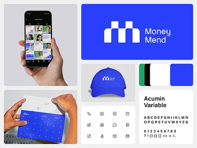 Identity Built on Repair | Money Mend blue blue branding brand design brand identity icon icon set logotype mobile mockup modern logo typography visual identity visual identity design