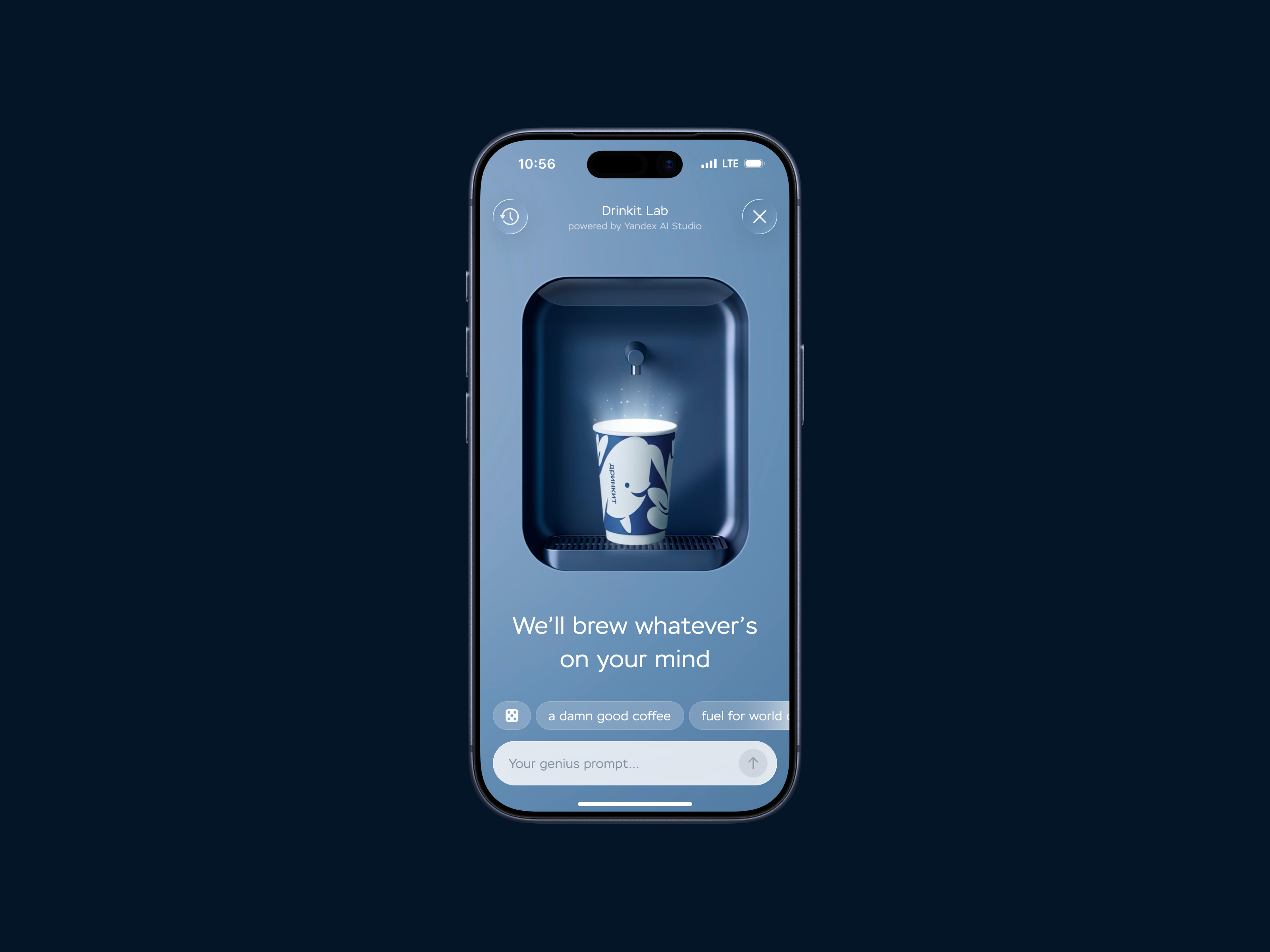 Drinkit Lab — AI Drink Generation ai animation app card clean drinkit generation loader minimal motion graphics randomize transition ui
