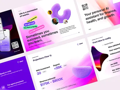 Deck Design app assistant branding clean deck design finance flat growth illustration invest layout personal ai pitch ui ux web