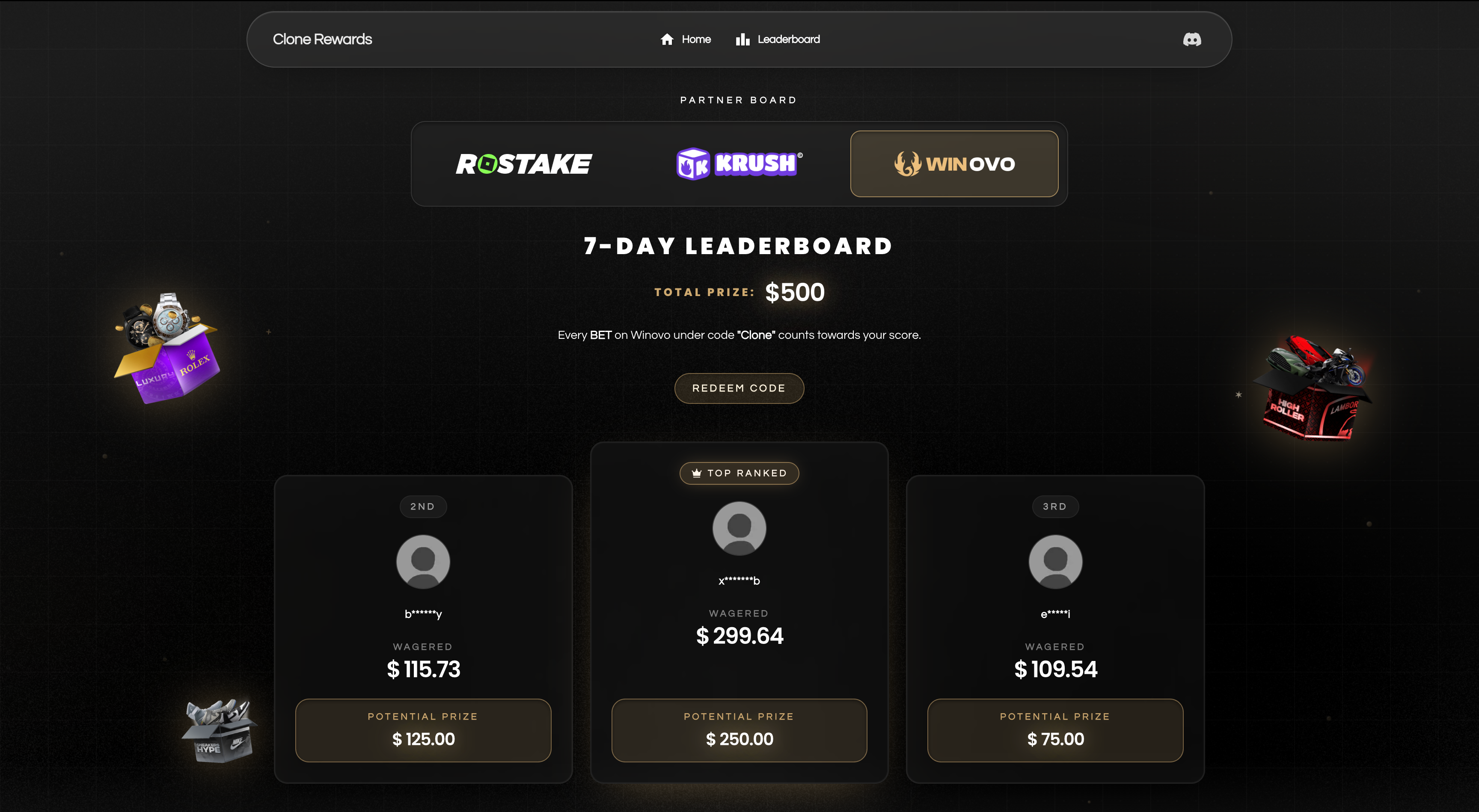 🔥 Casino/Creator Leaderboard Style