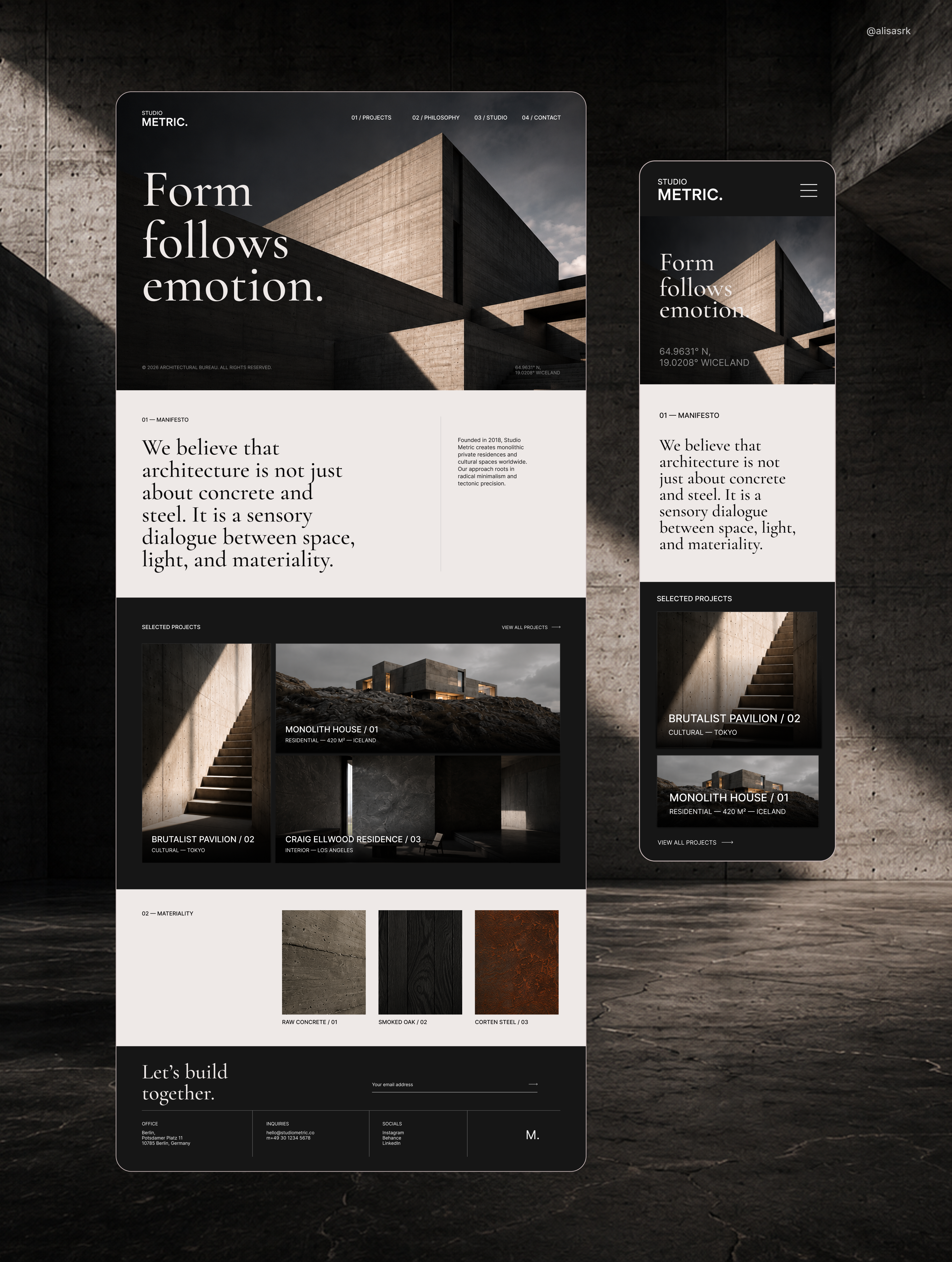 METRIC — Architectural Studio Website Design app branding design graphic design illustration logo typography ui ux vector
