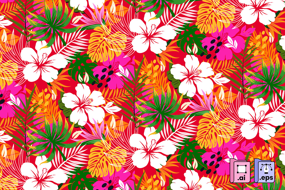 Vibrant Tropical Paradise Pattern branding floral freelance graphic design hawaii hawaiian illustration leaves paradise tropical