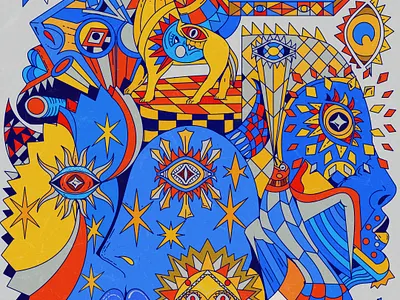 sunshine art artwork colorfull cubisme design fun geometric graphic design illustration ipad monster procreate psychedelic weird yoaz