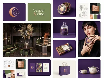 VESPER & VINE | Luxury Anti-Anxiety Tea Branding by Up-Brands™ ashwagandha chamomile infusion brand identity calms sleep tea pack crescent moon vine logo design elegant serif ui layout experience design french arch retail boutique high net worth women wellness luxury branding luxury tea brand midnight blue frosted jar modern luxury packaging design premium lifestyle sleep mask retail design tea up brands studio vesper and vine visual identity