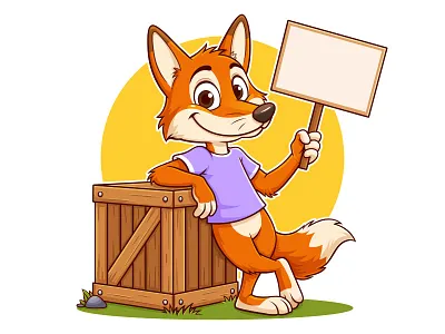 friendly fox cartoon character design 2d animal cartoon character cartoon style colorful farm animals farm illustration fox fox character graphic design illustration mascot vector