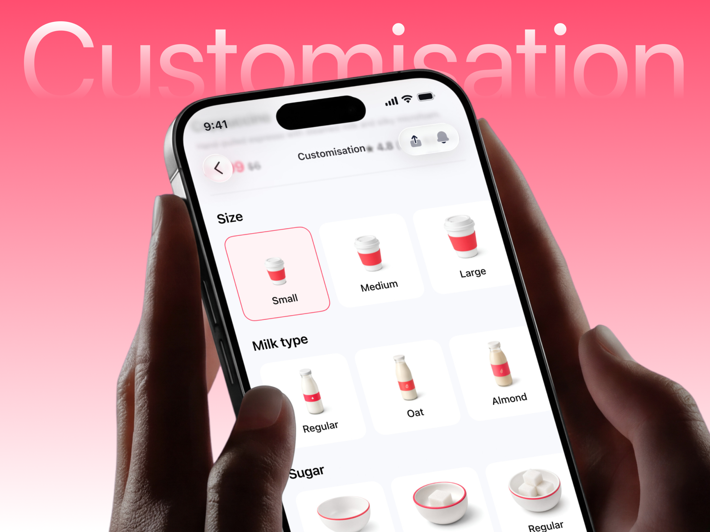 Food App Customisation UI with 3D Icons 3d 3d customisation 3d icons coffee customisation customisation customisation screen dribbble best shot food app food customisation food delivery app icon design illustration ios app item customisation minimal minimal design mobile app modern design ui ux design