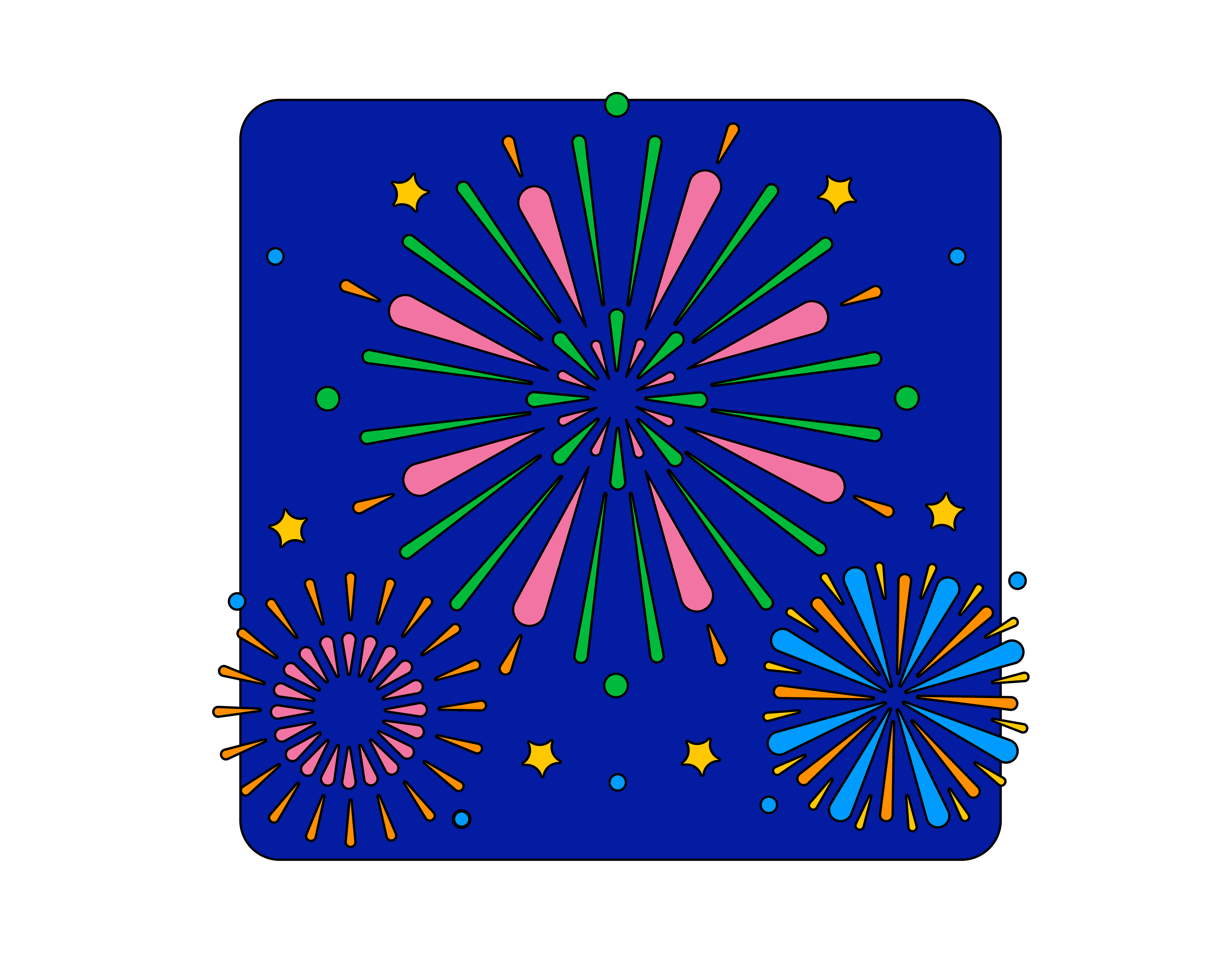 Summer Icon Series #4 - Fireworks adobe illustrator art colorful design digital fireworks fireworks illustration graphic graphic design illustration illustrator playful summer illustration summer series vector vector illustration vibrant