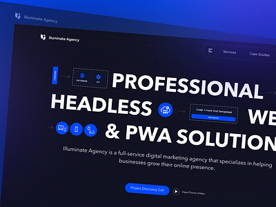 Headless Web Agency 2023 agency blue figma free headless landing page nft nft style professional design pwa solution solution trendy trendy design ui uidesign uiux design web design web solution