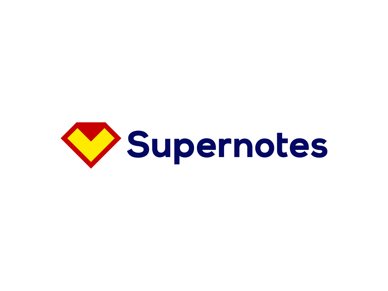 Supernotes logo design: Superman diamond + folded note