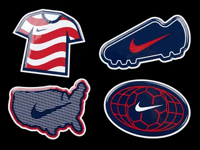 USA Soccer Stickers badge branding design football graphic design icon iconography logo logo design nike oregon soccer sports sticker world cup