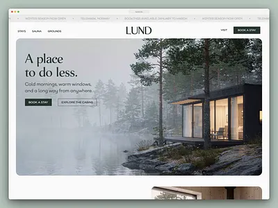 Nordic Forest Retreat Hospitality Website Design art direction boutique hotel brand identity branding cabin retreat editorial hospitality hospitality branding hotel website interface landing page luxury minimalism nordic design scandinavian travel typography ui design ux design webdesign