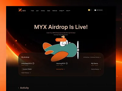 MYX Crypto Trading & Airdrop Platform UI airdrop airdrop website blockchain dex product sass website web3 web3 landing page web3 website
