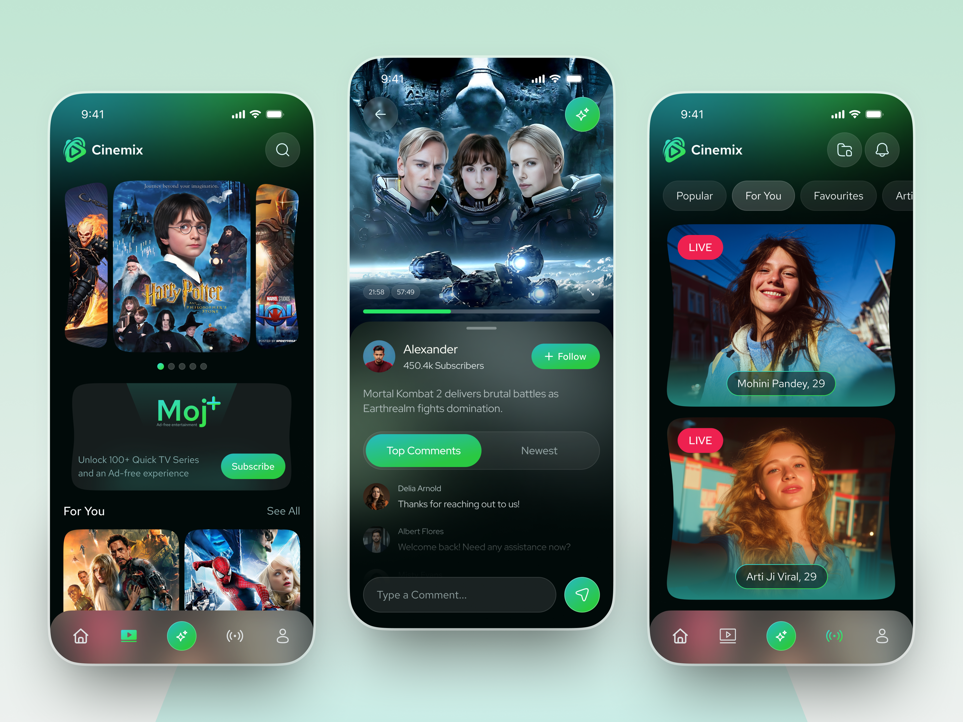 AI Streaming Mobile UI Kit ai design ai streaming app design entertainment app mobile app mobile app design mobile ui kit movie app ott platform product design streaming app streaming platform uiux user interface
