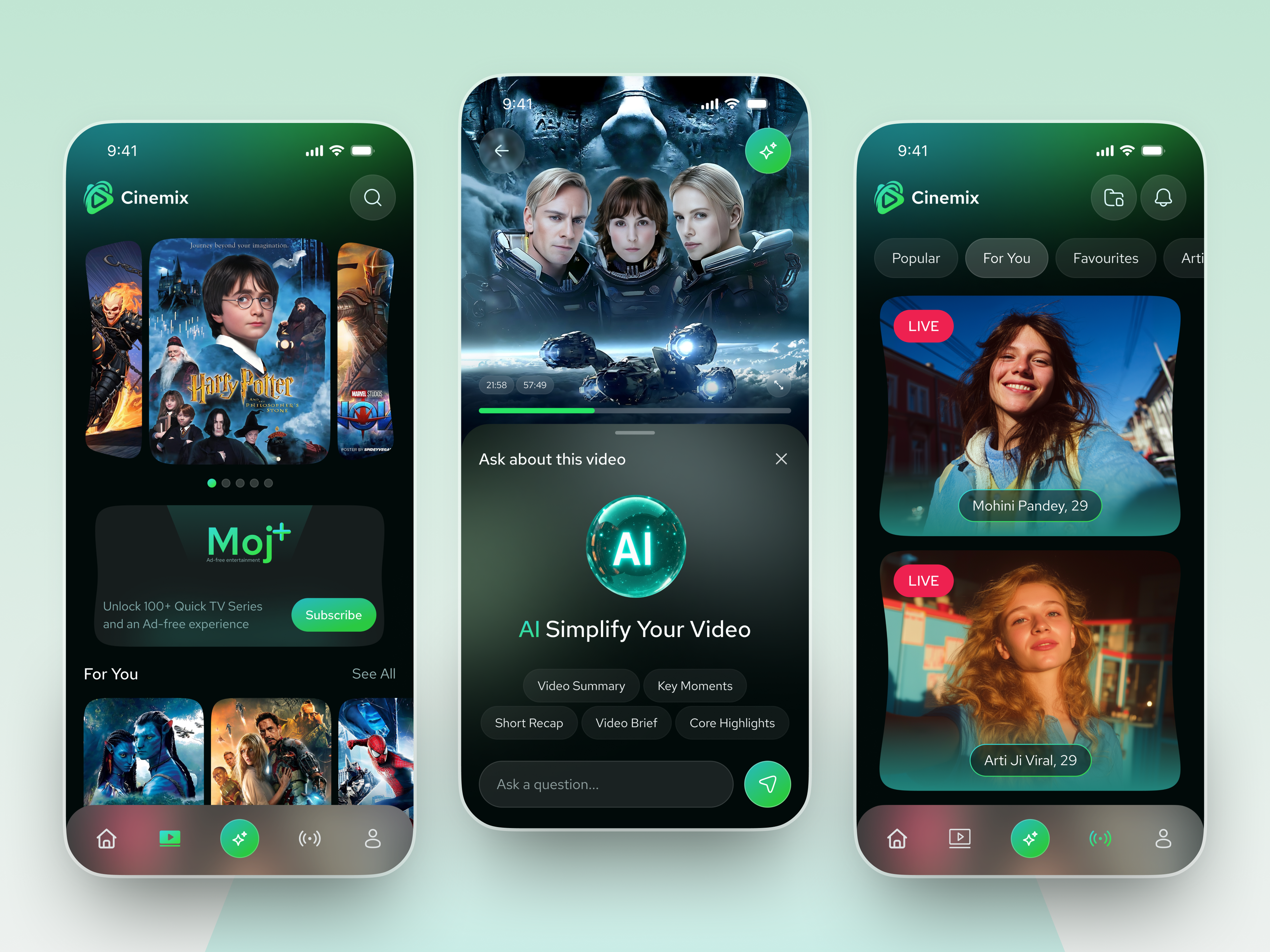 AI Streaming Mobile UI Kit ai design ai streaming app design entertainment app mobile app mobile app design mobile ui kit movie app ott platform product design streaming app streaming platform uiux user interface