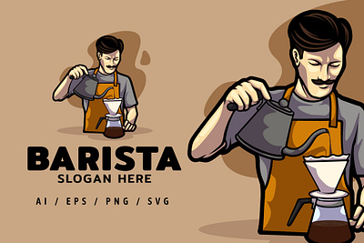 Barista Logo Illustration emblem espresso graphic design