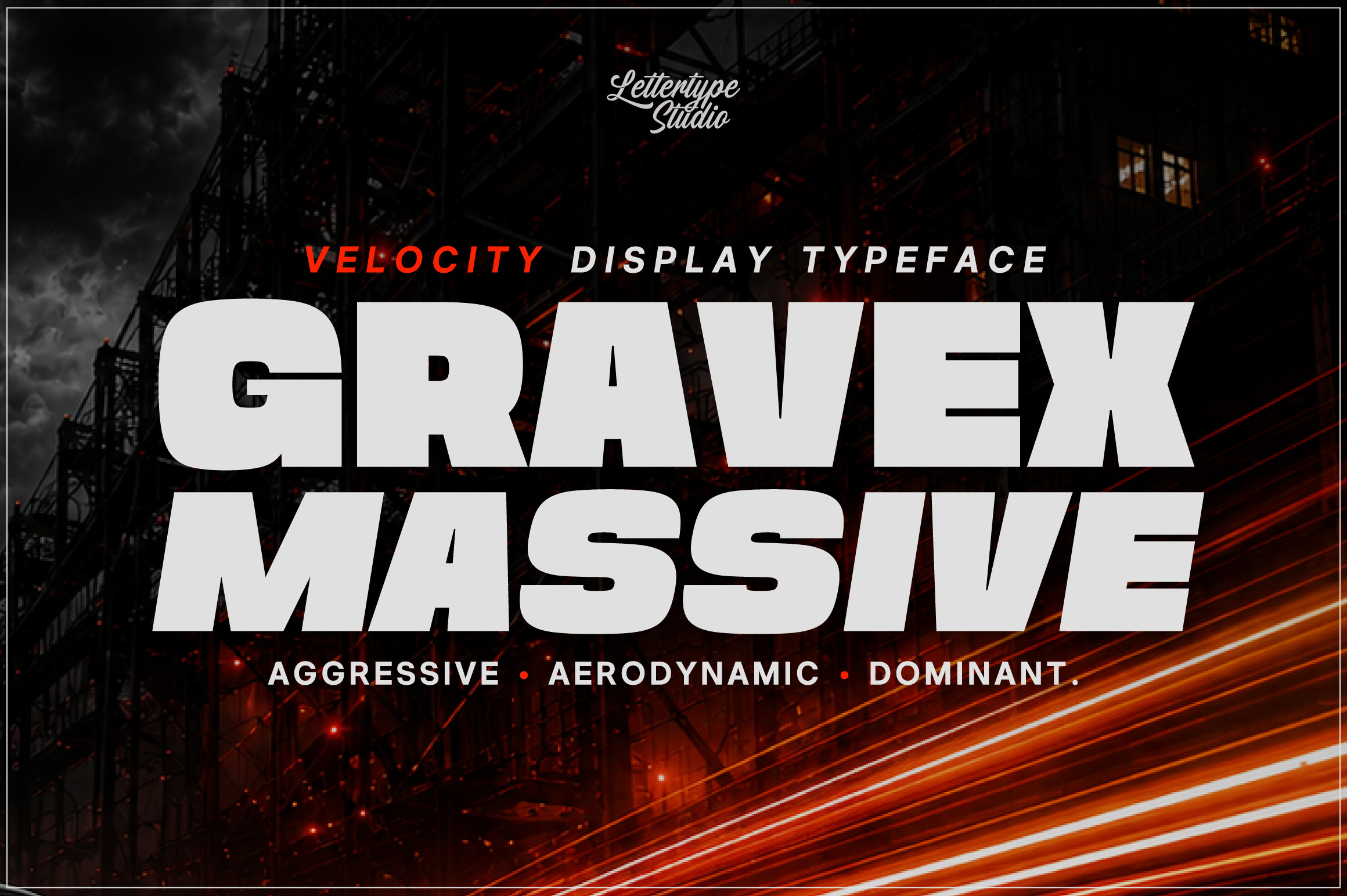 Gravex Massive — Racing & Esports Display Font aggressive automotive bold display esports futuristic gaming geometric headline industrial italic logo modern motorsport performance racing speed sports techno urban