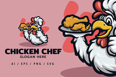 Chicken Chef Logo Illustration cook espresso graphic design