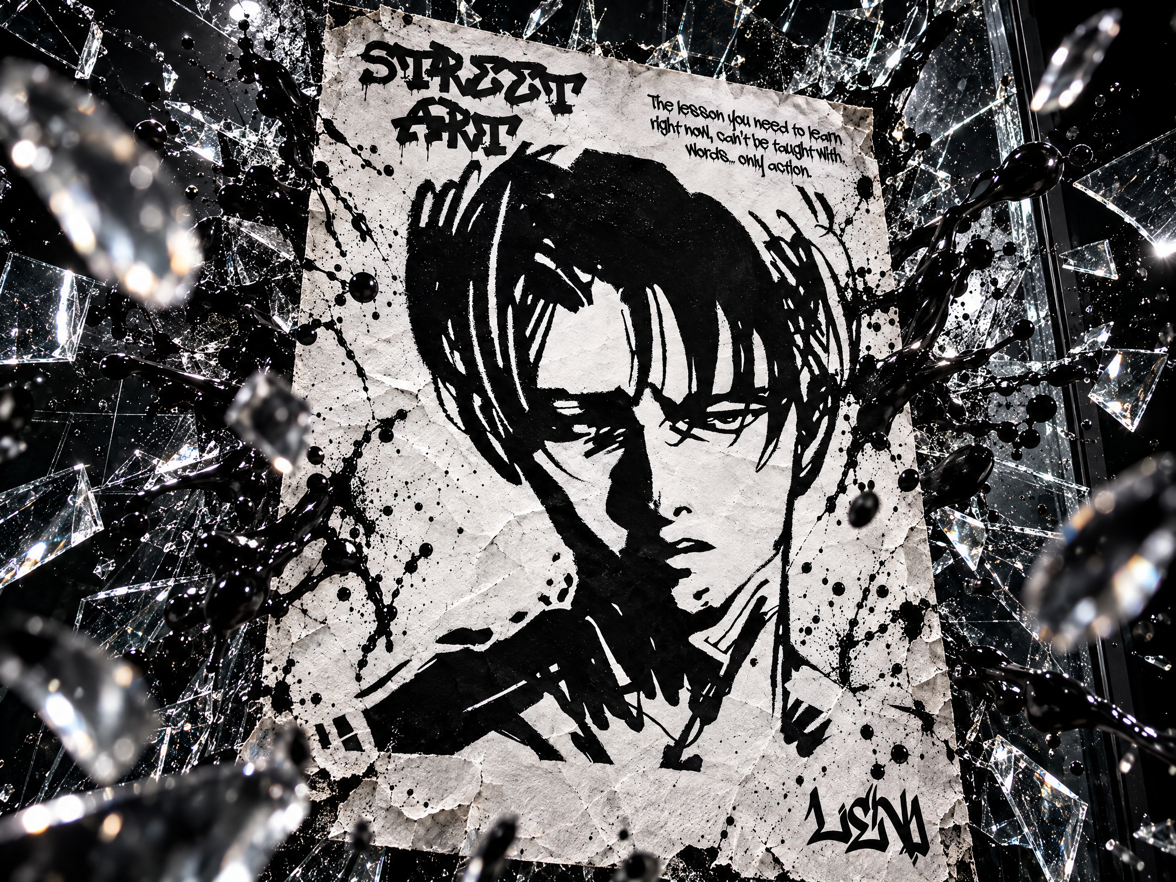 Street Art Poster - Levi anime animeart artwork attackontitan branding digitalart dribbble graffiti graphicdesign illustration leviackerman mockup photoshop poster posterdesign stencil streetart typography urbanart visualdesign