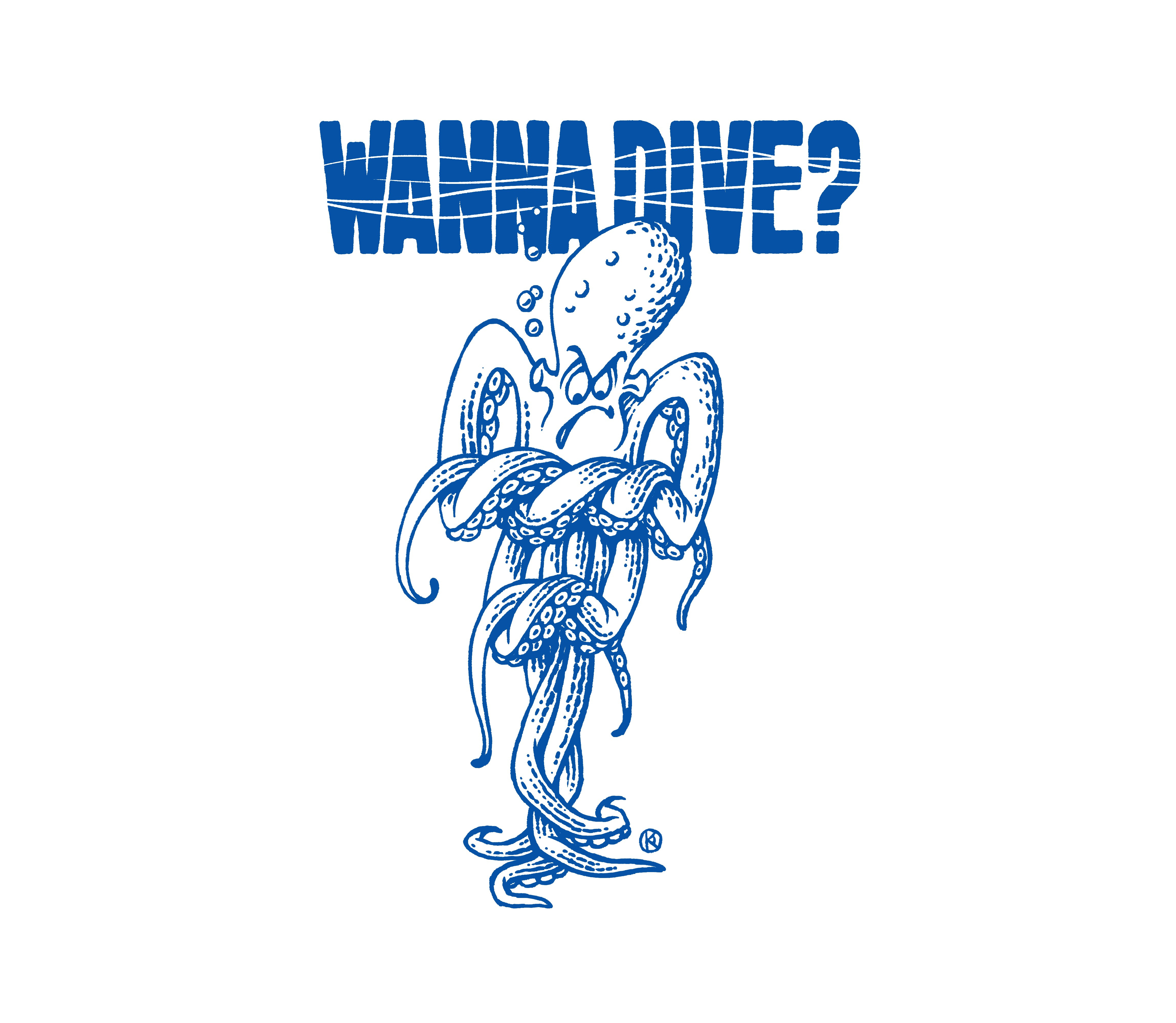 Wanna dive? caricature diving illustration octopus