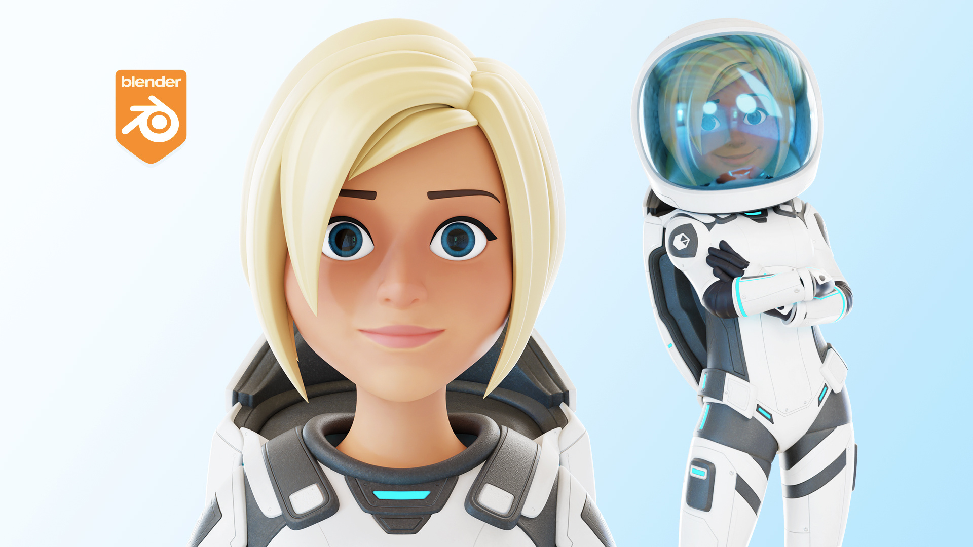Jane - Astronaut Cartoon model 3d asset astronaut blender blonde branding cartoon character cute female game gaming graphic design illustration illustrations space stylized ui woman