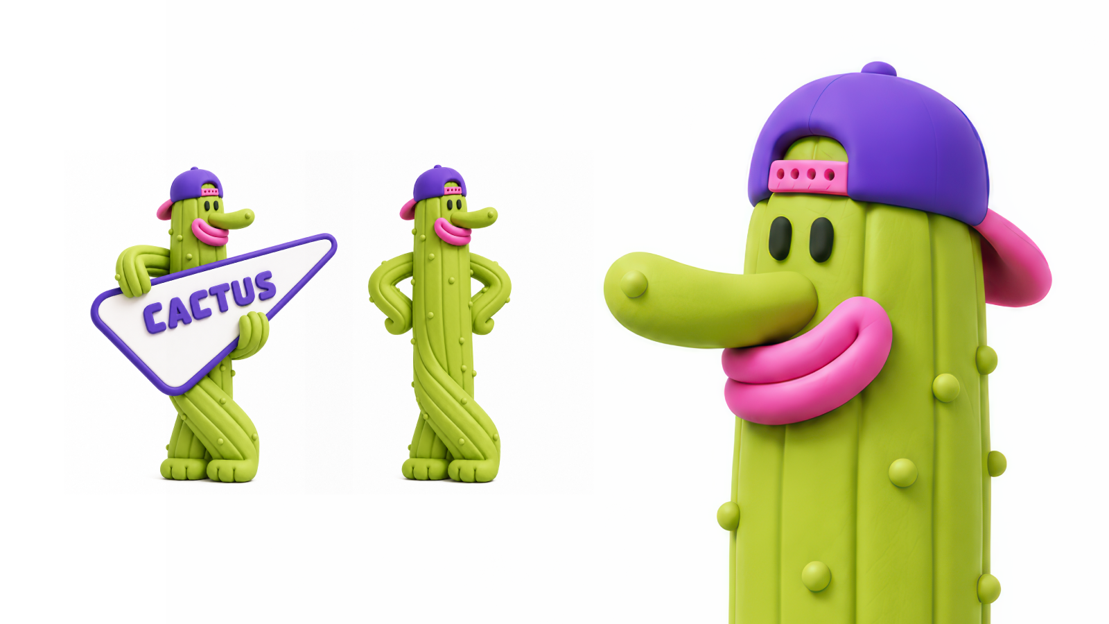 No Hug Zone 3d illustration baseball cap cactus character design clay craft creation fun inspiration smile