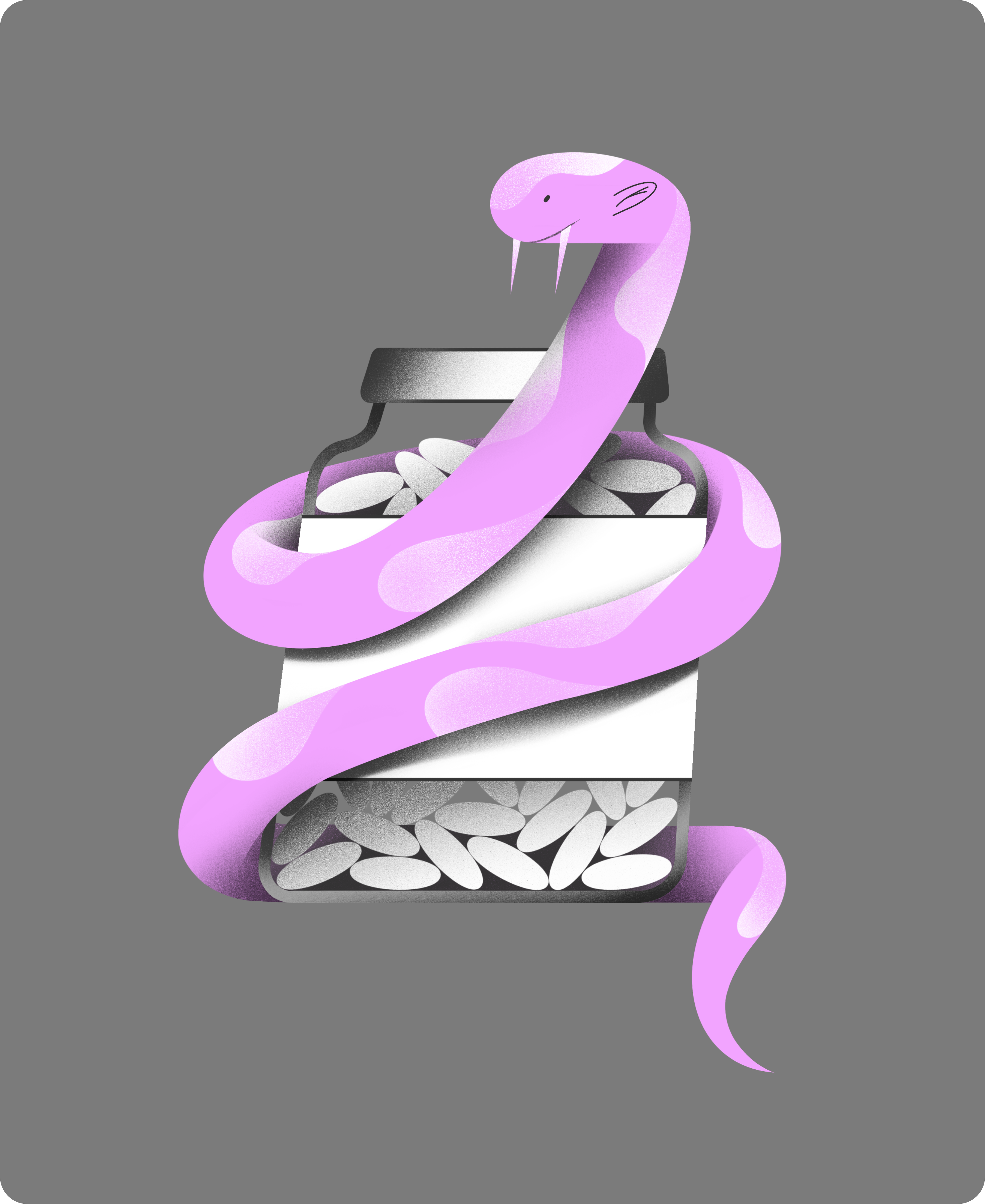 Antidepressant 2d @ipavlovoi antidepressant character design charitable foundation charity chronic pain syndrome content depression digital art editorial fibromyalgia graphic design illustration ira pavlova marketing motion graphics pills procreate snake