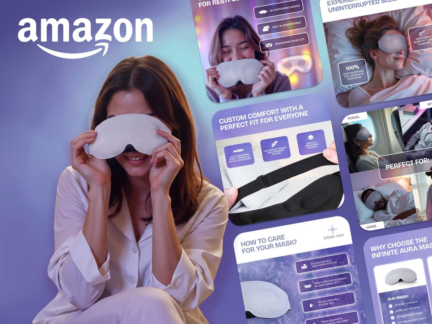 Home Wellness Amazon Store & Listing 3d design a plus content amazon fba amazon storefront brand story clean layout ebc design ecommerce design graphic design infographic design lifestyle photography listing optimization minimal aesthetic premium branding product presentation sleep accessories typography ui design visual identity wellness brand