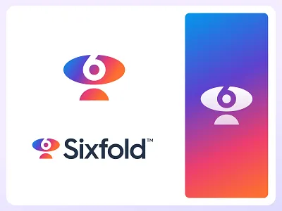 Sixfold - Logo Design branding communicate connection engage eye fold gradient logo human jeroen van eerden logo logo design modern logo design person perspective platform six social table talk
