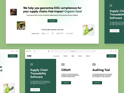 CIED Website Design block chain browser clean creative design landing page minimal supply chain traceability ui website