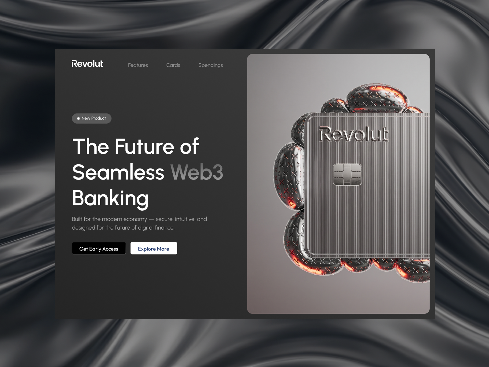 Neon Finance — Web3 Banking & Crypto Fintech Landing Page 3d ui art direction banking app concept design crypto ui dark ui figma fintech fintech ui hero section landing page minimalist ui premium ui product design saas design typography ui design ux design web design web3