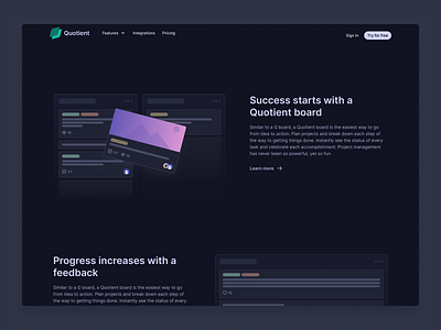 Quotient dark design landing page marketting marketting design minimal ui ui design ux web design
