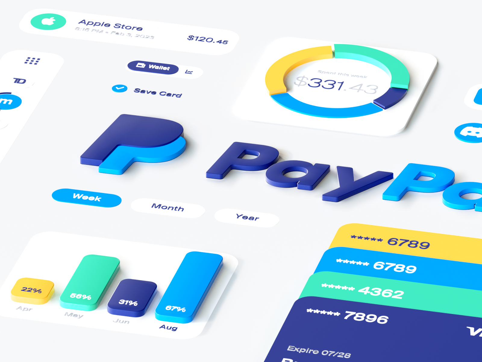 Interactive design system - fintech app PayPal 3d bank banking banks branding design design system fintech graphic design payment system paypal tech ui ux