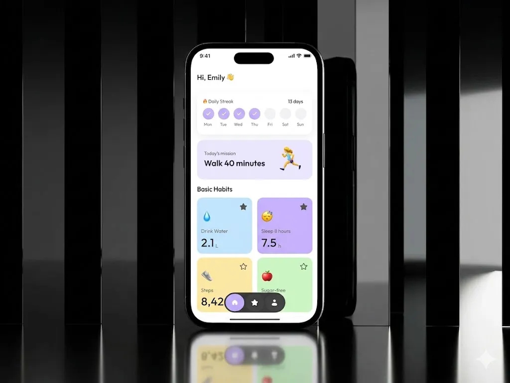 Mobile App Design Habit Tracker UI UX Design Dashboard Retention app dashboard design asol design branding daily habits app figma gamification design growth app design habit tracker app health app design ios app design iosapp mobile app design mobile ui startup app design streak ui uiuxdesign user engagement wellness app design