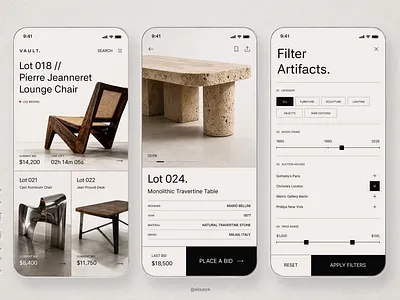 Vault App — Auction Flow & Personal Collection app branding design graphic design illustration logo typography ui ux vector