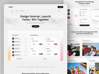 Project Management SaaS Website Design ai ai powered ai saas ai website interface product project management saas website saas website design service startup task management team performance tracking ui ux web web design web ui website design website designer