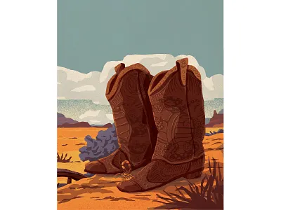 Dusty trails 🦂 adobe boots clouds dessert illustration muti packaging photoshop scorpion texture western
