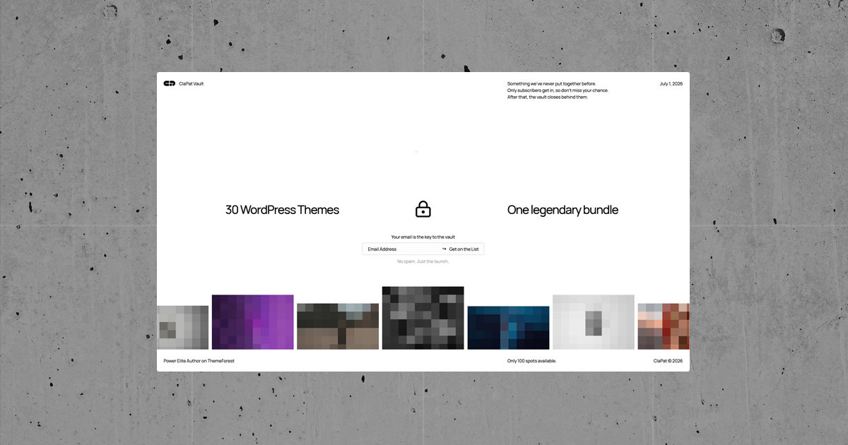 ClaPat Vault agency clapat clean design form landing page minimal newsletter one page portfolio showcase website