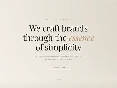 Essence — Creative Direction Studio design studio homepage landing landing page minimalist web design web site