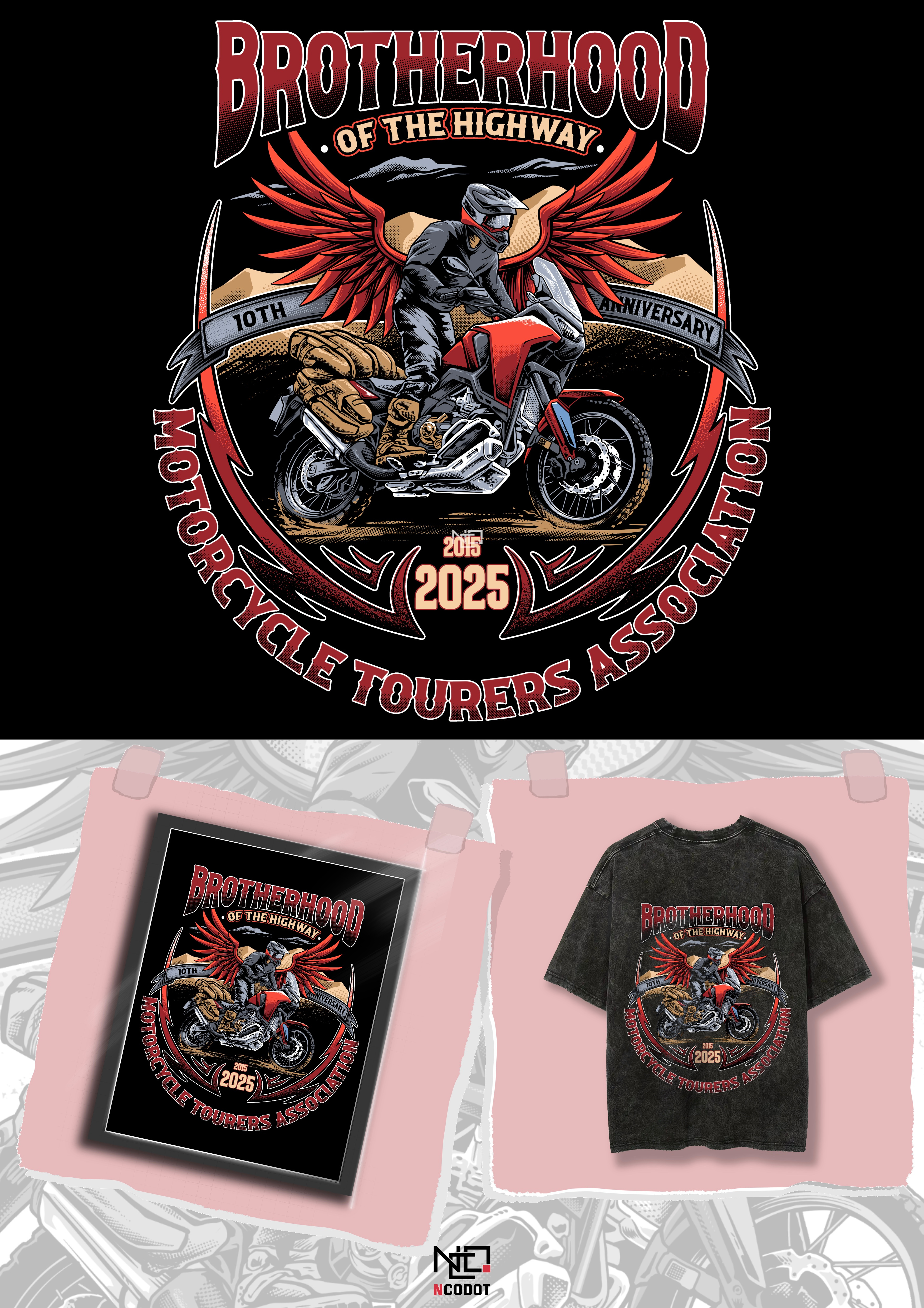 BROTHERHOOD illustration adventure artwork brotherhood design graphic design illustration motorcycyle overland poster rider screenprinting touring tshirt design