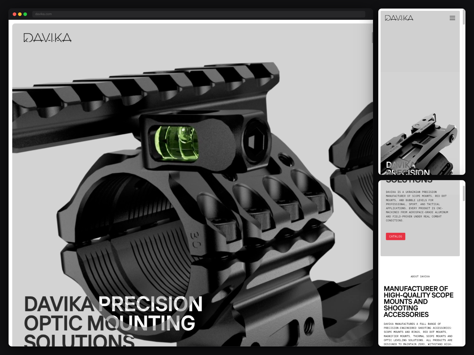 Example of Davika — Precision Optic Mounting Shopify Store Design