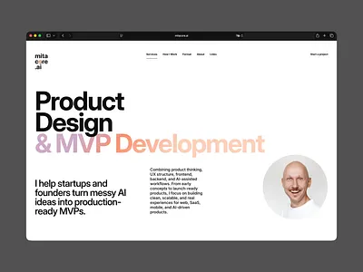 MITACORE - personal website animation css design gradient graphic design html interaction javascript landing landing page photo scroll typtography ui ux web design