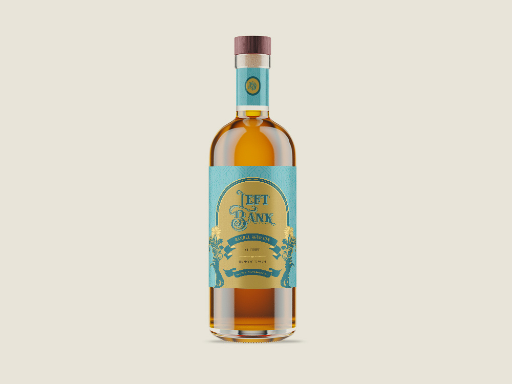 Left Bank Barrel Aged Gin Label Design graphic design illustration label design package design